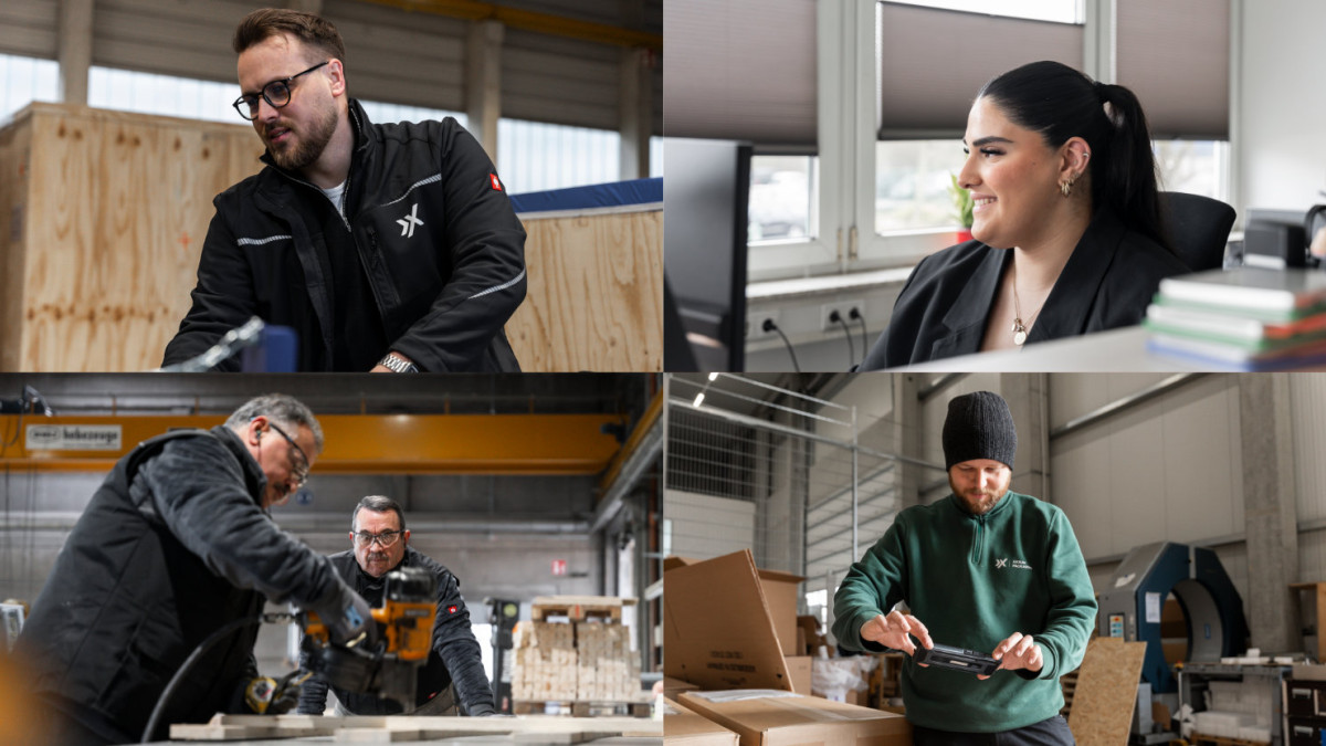 Eine Collage bestehend aus verschiedenen Bildern, die Einsatzbereiche bei AXXUM zeigen.