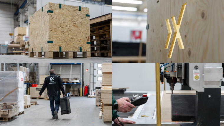 Eine Collage mit verschiedenen Systemverpackungen von AXXUM